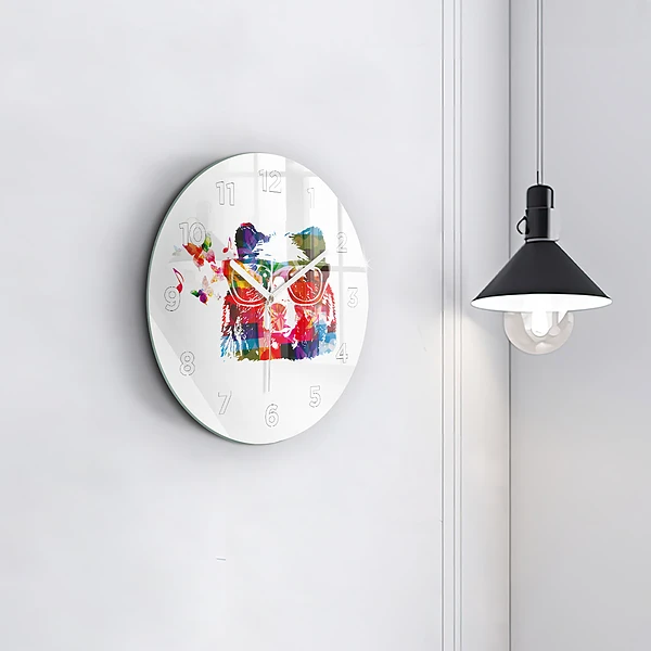 Wanduhr glas rund Bärenkopf