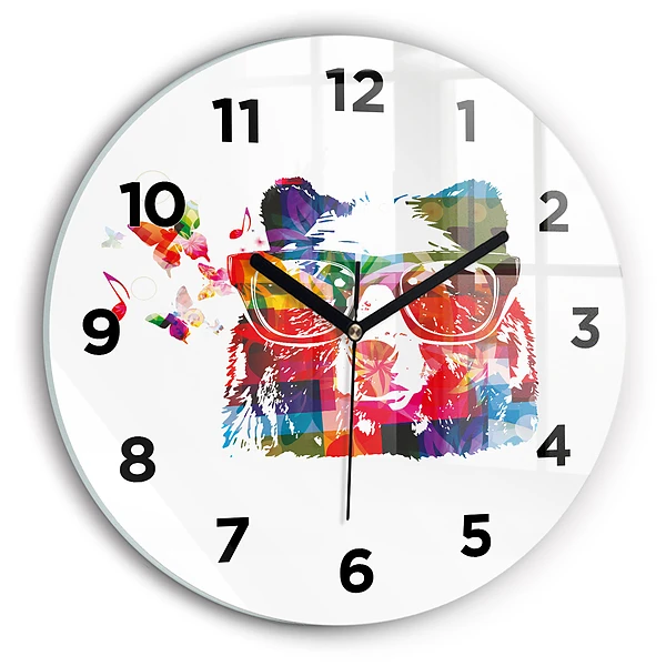 Wanduhr glas rund Bärenkopf