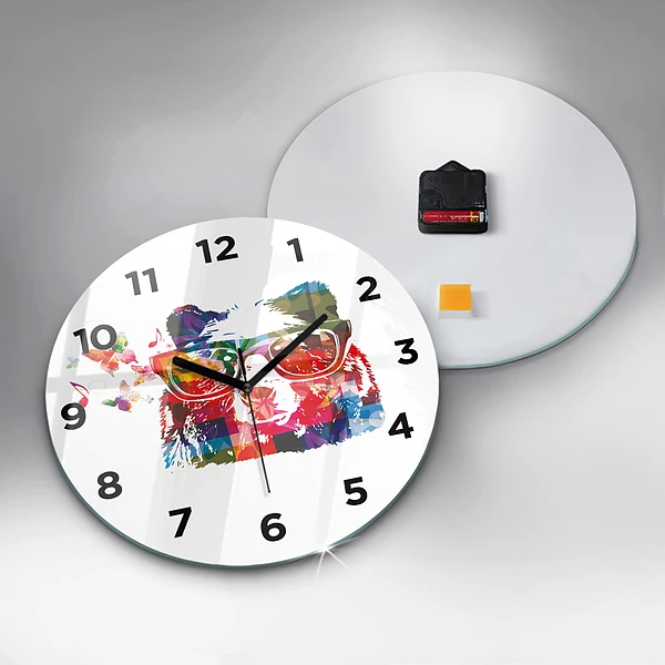 Wanduhr glas rund Bärenkopf