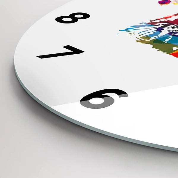 Wanduhr glas rund Bärenkopf