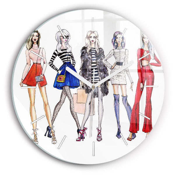 Wanduhr glas rund Modische Mädchen