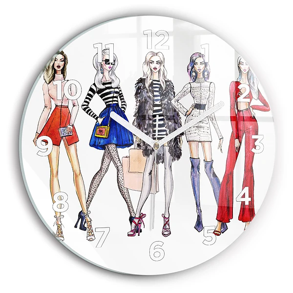 Wanduhr glas rund Modische Mädchen