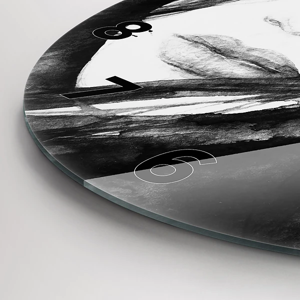 Wanduhr glas rund Porträt einer Frau Aquarell