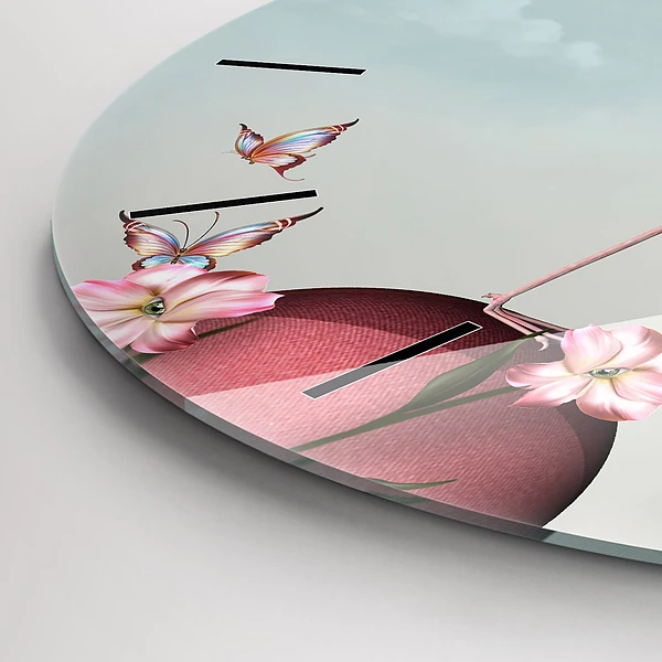 Wanduhr rund Surrealistischer Flamingo