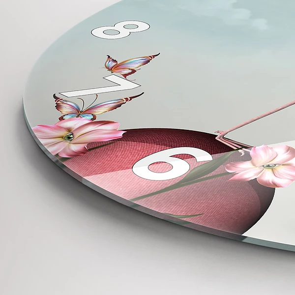 Wanduhr rund Surrealistischer Flamingo