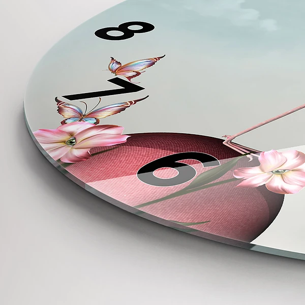 Wanduhr rund Surrealistischer Flamingo