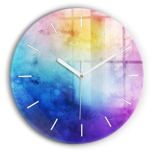 Wanduhr glas rund Bunte Flecken