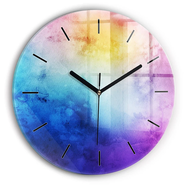 Wanduhr glas rund Bunte Flecken