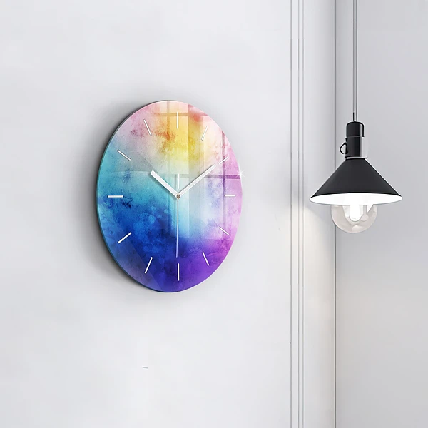 Wanduhr glas rund Bunte Flecken