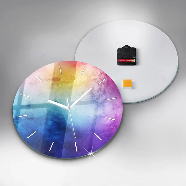 Wanduhr glas rund Bunte Flecken