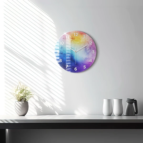 Wanduhr glas rund Bunte Flecken