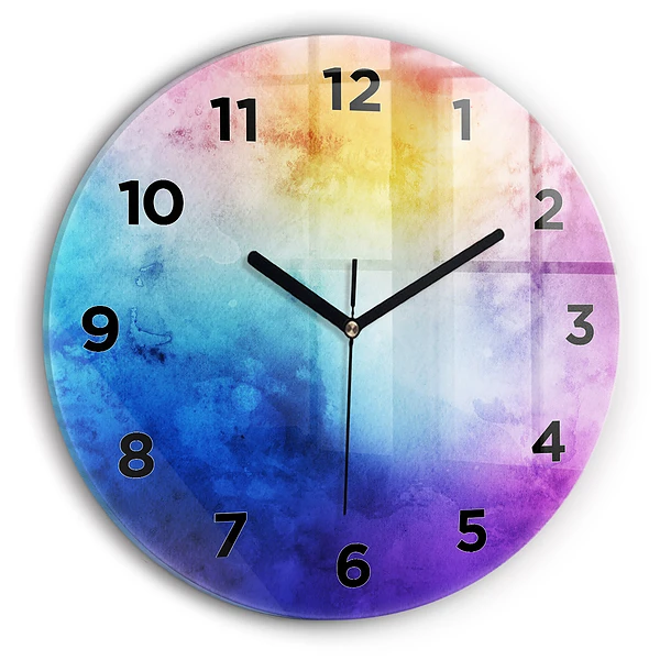 Wanduhr glas rund Bunte Flecken