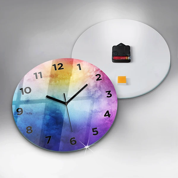 Wanduhr glas rund Bunte Flecken