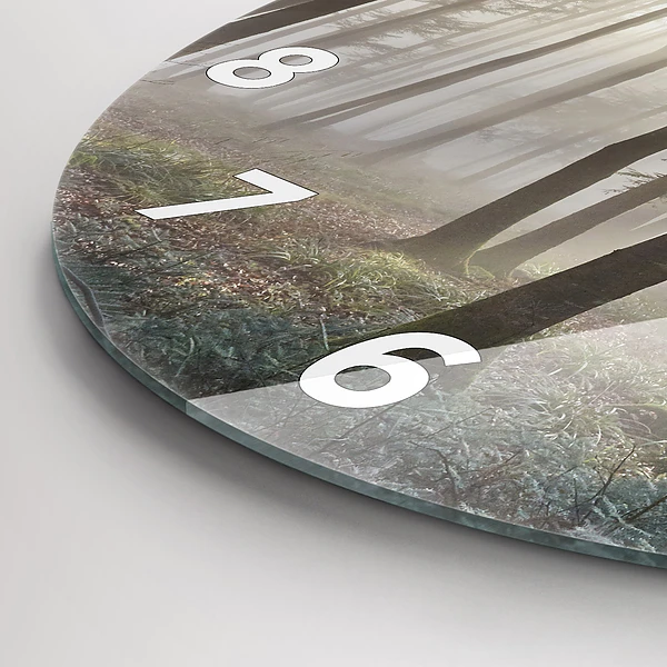 Wanduhr rund mit motiv Wald im Nebel