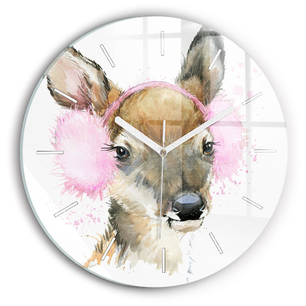 Wanduhr rund mit motiv Waldhirsch
