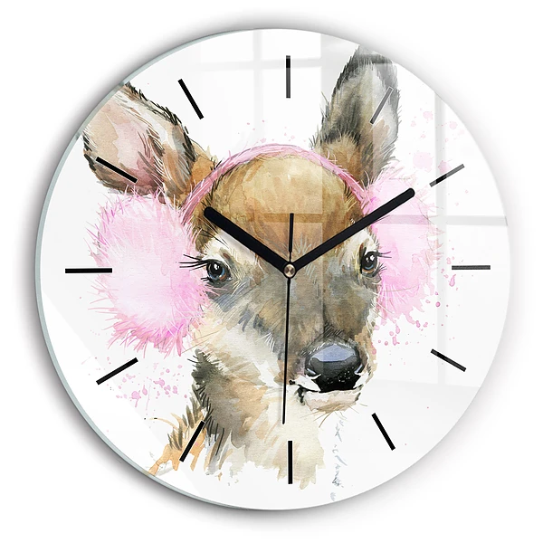 Wanduhr rund mit motiv Waldhirsch