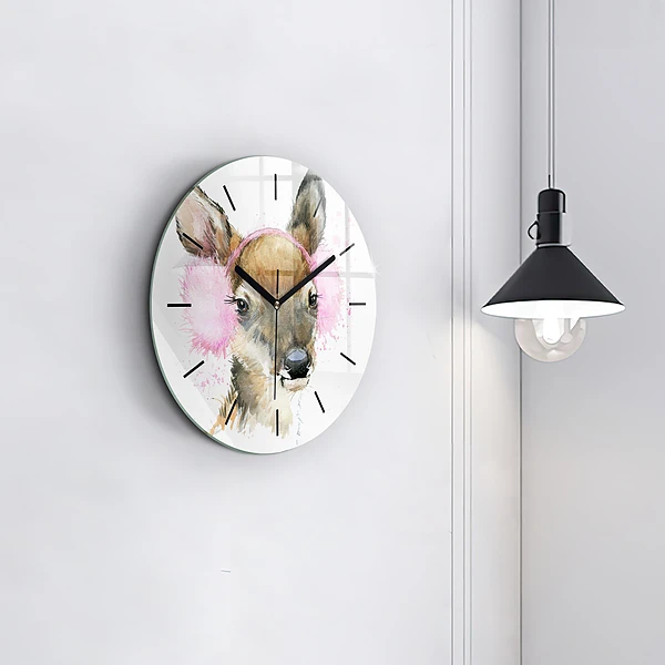 Wanduhr rund mit motiv Waldhirsch