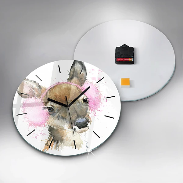 Wanduhr rund mit motiv Waldhirsch