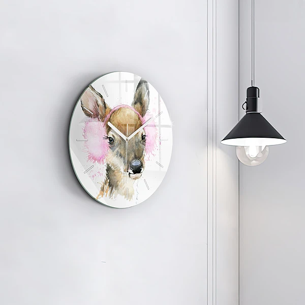 Wanduhr rund mit motiv Waldhirsch