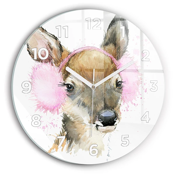 Wanduhr rund mit motiv Waldhirsch