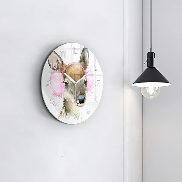 Wanduhr rund mit motiv Waldhirsch