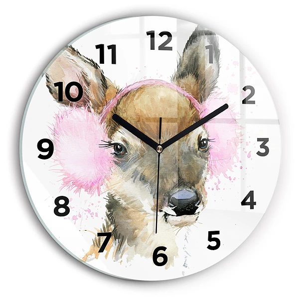 Wanduhr rund mit motiv Waldhirsch
