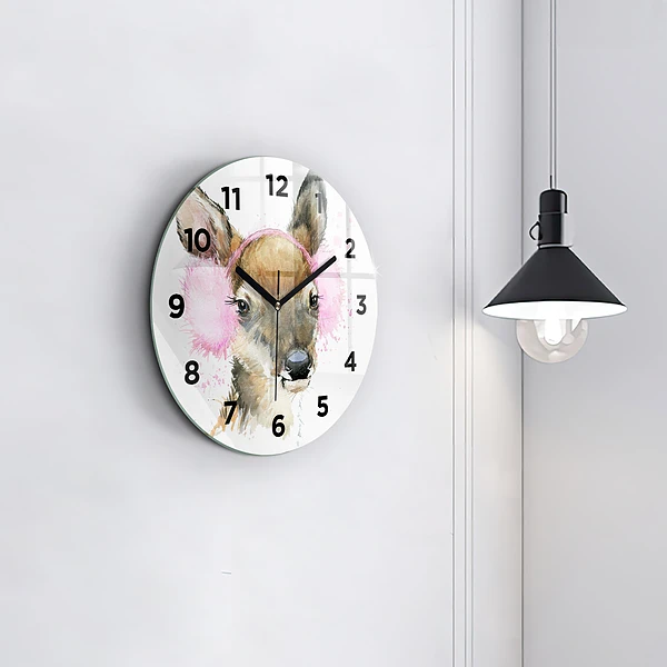 Wanduhr rund mit motiv Waldhirsch