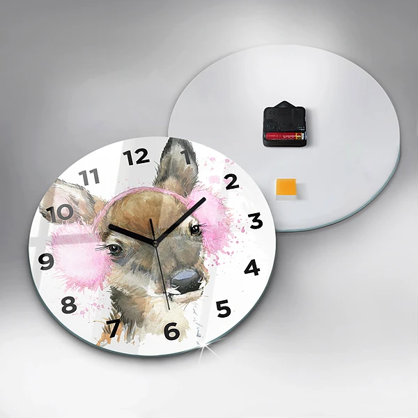 Wanduhr rund mit motiv Waldhirsch