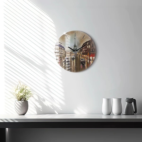 Wanduhr rund Stadt Paris
