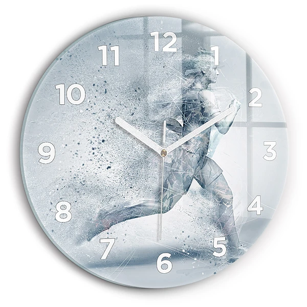 Wanduhr rund mit motiv Laufender Mann