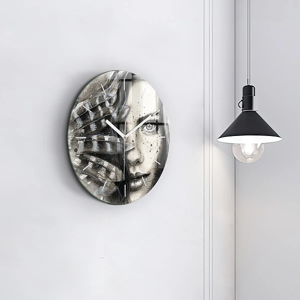 Wanduhr rund mit motiv Gemaltes Porträt