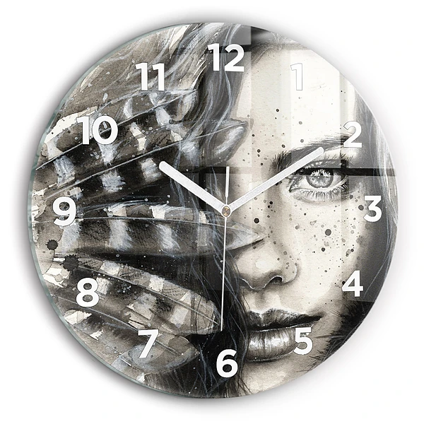Wanduhr rund mit motiv Gemaltes Porträt