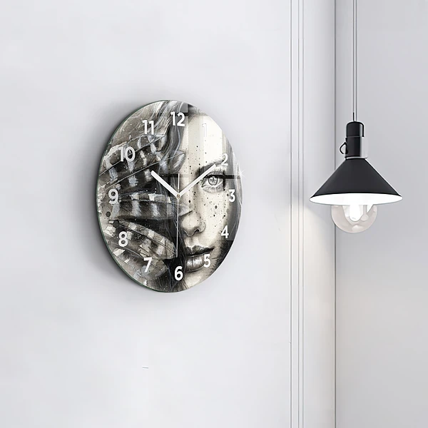 Wanduhr rund mit motiv Gemaltes Porträt