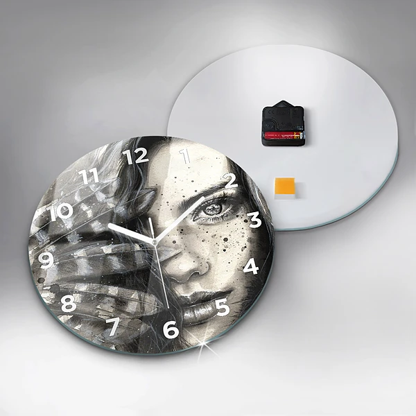 Wanduhr rund mit motiv Gemaltes Porträt