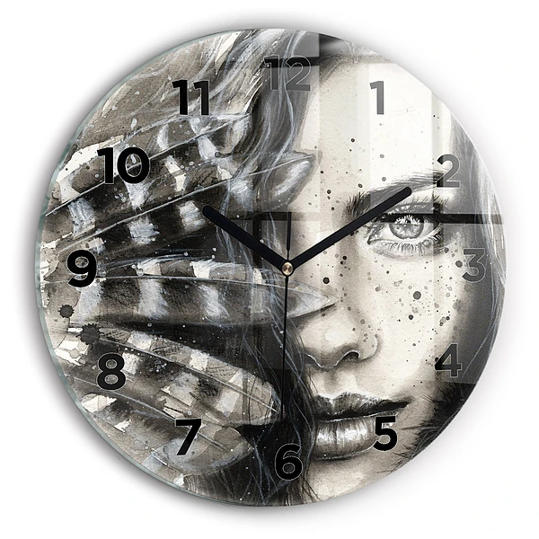 Wanduhr rund mit motiv Gemaltes Porträt