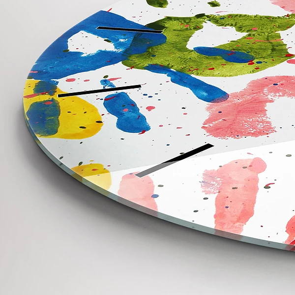 Wanduhr glas rund Handabdrücke von Kindern