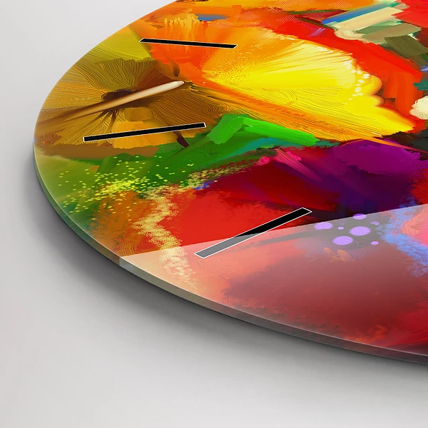 Wanduhr rund mit motiv Bunte Mohnblumen
