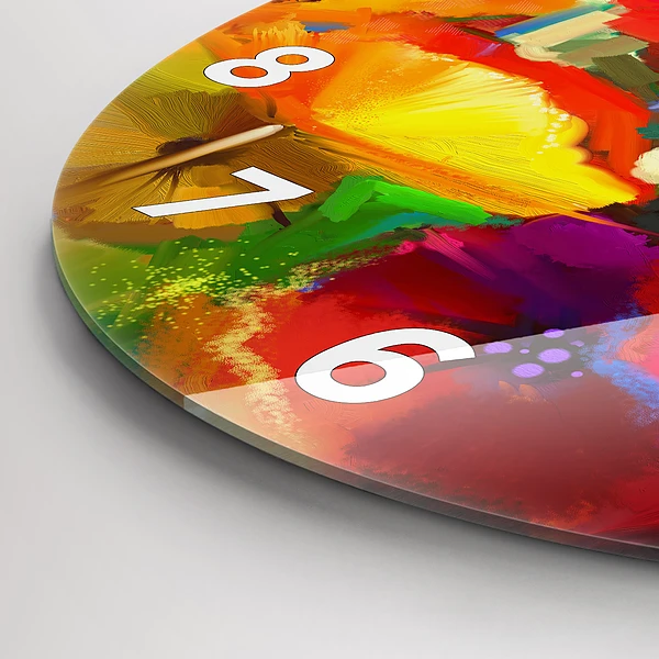 Wanduhr rund mit motiv Bunte Mohnblumen