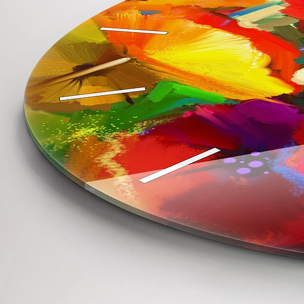 Wanduhr rund mit motiv Bunte Mohnblumen