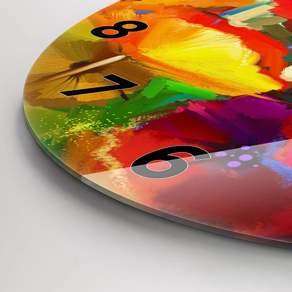 Wanduhr rund mit motiv Bunte Mohnblumen