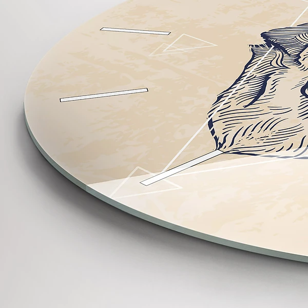 Wanduhr glas rund Wolfskopf