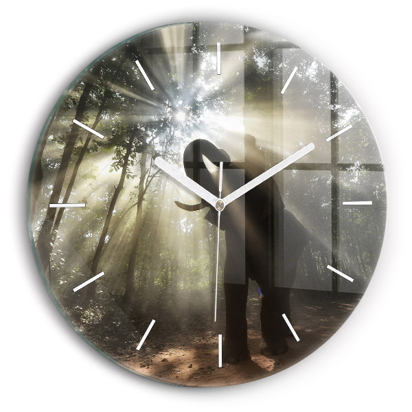 Wanduhr rund mit motiv Elefant im Dschungel