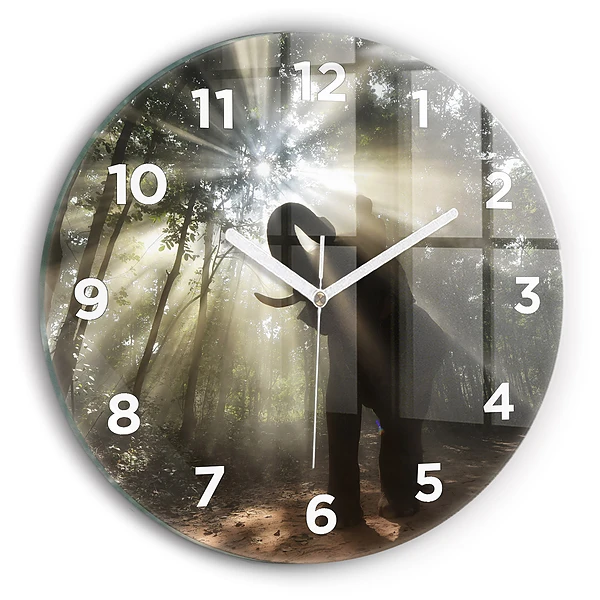 Wanduhr rund mit motiv Elefant im Dschungel