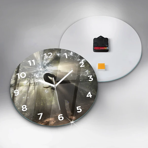 Wanduhr rund mit motiv Elefant im Dschungel