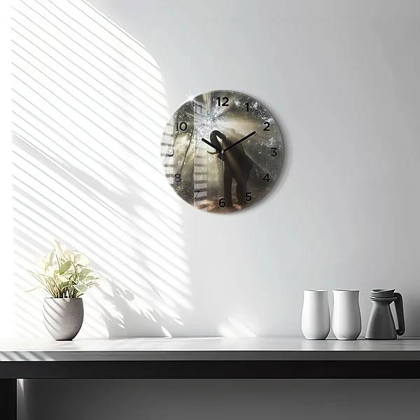 Wanduhr rund mit motiv Elefant im Dschungel