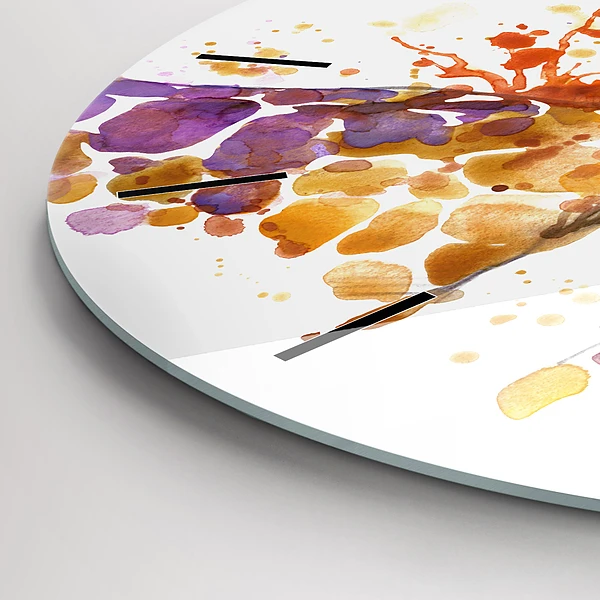 Wanduhr glas rund Giraffe Aquarell
