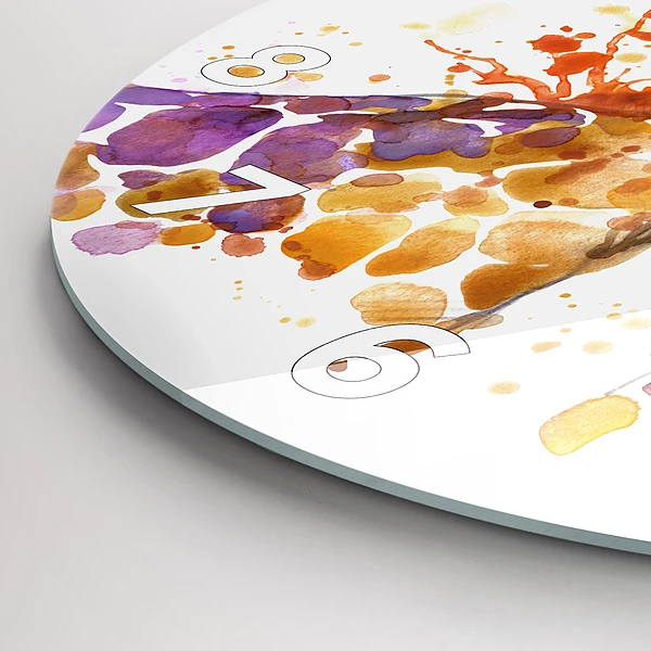 Wanduhr glas rund Giraffe Aquarell