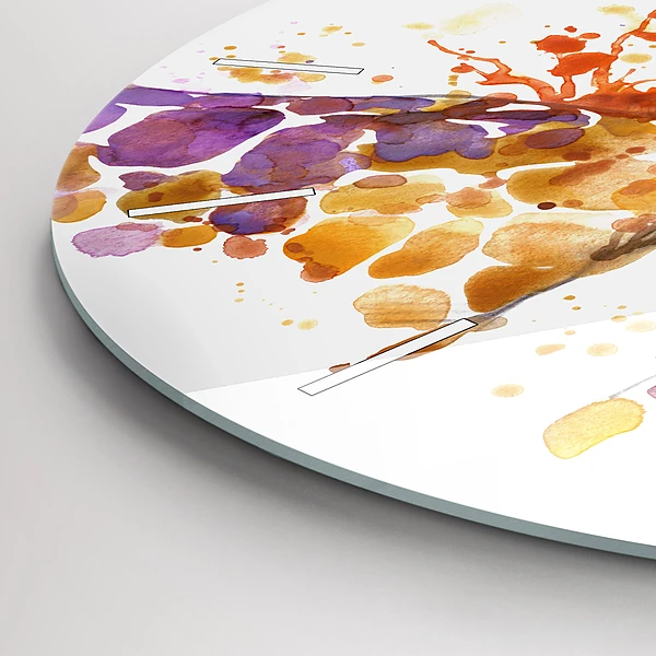 Wanduhr glas rund Giraffe Aquarell