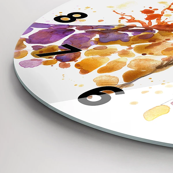 Wanduhr glas rund Giraffe Aquarell