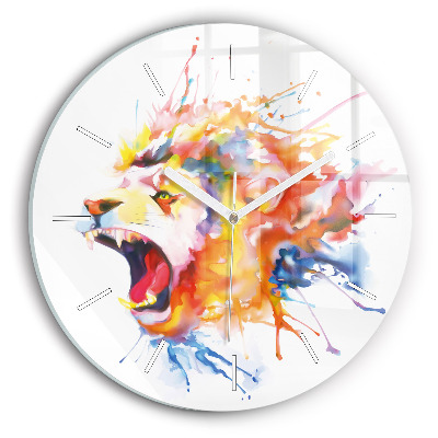 Wanduhr rund mit motiv Löwe - Aquarell